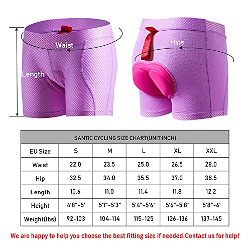 Santic Calzoncillos de Ciclismo para Mujeres,Pantalones Cortos de Bicicletas,Pantalón Interior de Ciclismo para Mujeres Violeta S