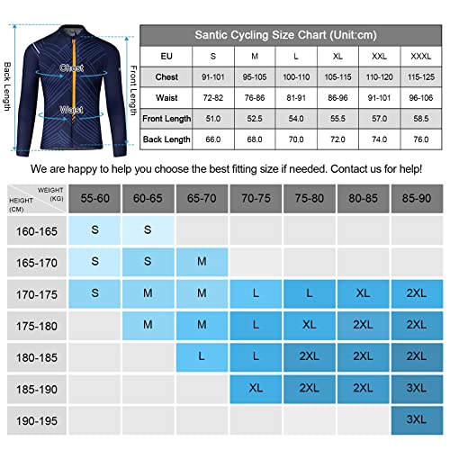 Santic Maillots Ciclismo Hombre Camisetas Ciclismo Manga Larga Azul Oscuro EU L