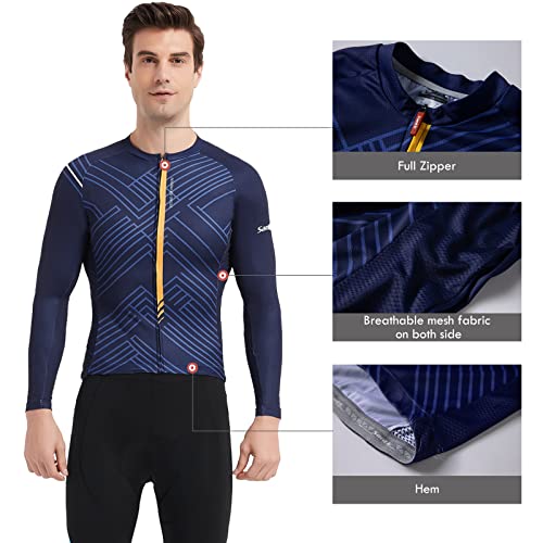 Santic Maillots Ciclismo Hombre Camisetas Ciclismo Manga Larga Azul Oscuro EU L