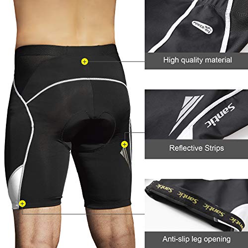 Santic Pantalon Ciclismo Hombre Corto Pantalones Bicicleta Hombre Montaña/MTB Acolchado con Badana/Almohadilla Blanco EU L