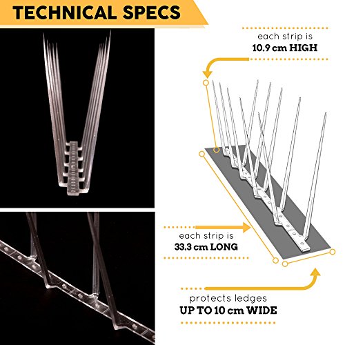 Sistema de Pinchos antipalomas Defender Narrow Plastic Bird and Pigeon Control Spikes - 20 Metros