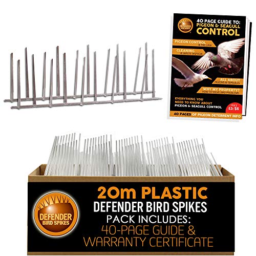 Sistema de Pinchos antipalomas Defender Narrow Plastic Bird and Pigeon Control Spikes - 20 Metros