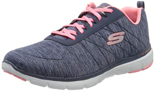 Skechers Flex Appeal 3.0-Insiders, Zapatillas Mujer, Multicolor (NVCL Black & Gray Mesh/Black Trim), 40 EU