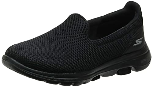 Skechers Go Walk 5 - Zapatillas, Mujer, Negro (Negro Bbk Black Textile Trim), 37 EU