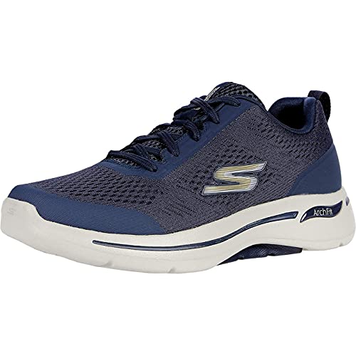 Skechers Performance Go Walk Arch Fit-Idyllic, Zapatillas Hombre, Multicolor (NVGD Black Textile/Synthetic/Trim), 45 EU