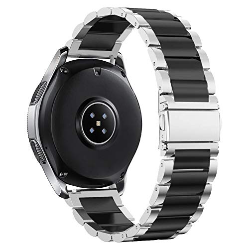 SUNDAREE Compatible con Correa Galaxy Watch 46MM,22MM Plata Negro Metal Acero Inoxidable Reemplazo Pulsera Repuesto Band para Samsung Galaxy 3 45MM LTE/Smartwatch GTR 47MM/Huawei Watch GT 2 Pro 46MM