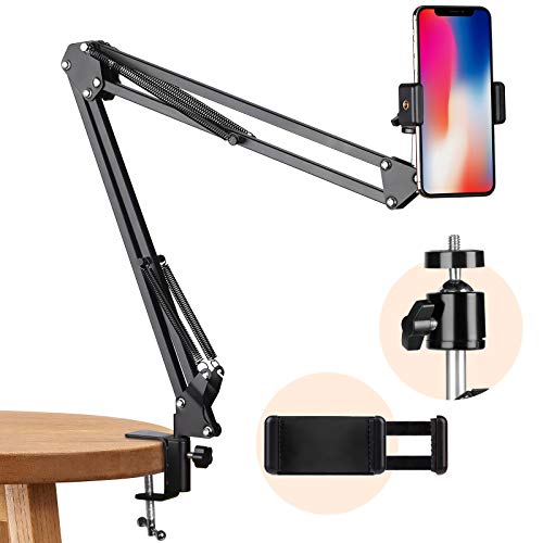 TARION Soporte para teléfono Celular Soporte de Video Brazo articulado Brazo de Soporte Flexible para videografía de fotografía Plana en Vivo (Negro)