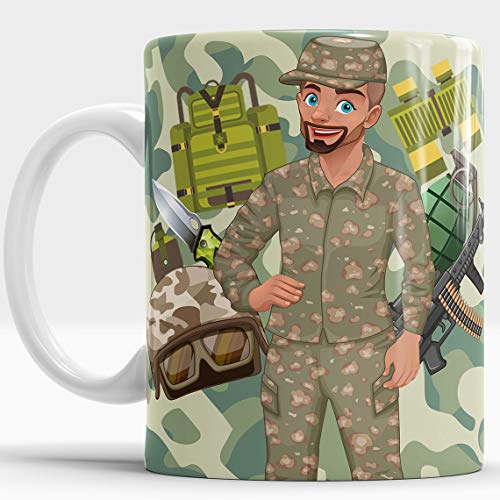 Taza Aquí Bebe el Mejor Militar del Mundo/Taza aqui Bebe un Super Militar/Taza Personalizada con Nombre/Taza Regalo Original para Miitar(Militar)