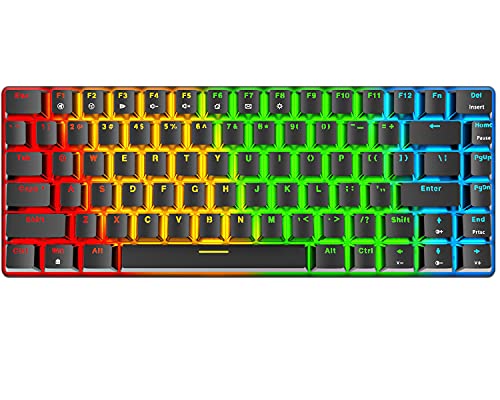 Teclado mecánico AK33 de Lexon Tech, Teclado para Juegos con Cable USB con retroiluminación LED Azul, Teclado compactos de 82 Teclas, interruptores Azul Negro, mecanógrafos y Jugadores de Juegos