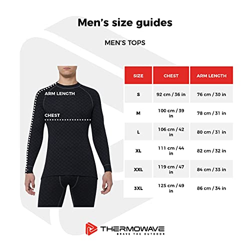 Thermowave Xtreme Merino Ropa interior térmica para hombre, camiseta de merino, con cremallera, cuello alto, manga larga, transporte óptimo de la humedad, 220 g/m², muy suave, secado rápido