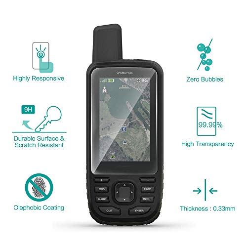 TUSITA [2 Piezas] HD Protector Pantalla Compatible con Garmin GPSMAP 66i 66s 66st 66sr - 0.33mm Cristal Templado Ultrafino Vidrio, Ultraresistente 9H Dureza - Accesorios para Handheld GPS