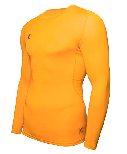 UMBRO Core LS Crew Baselayer Camiseta Térmica, Hombre, Amarillo, S