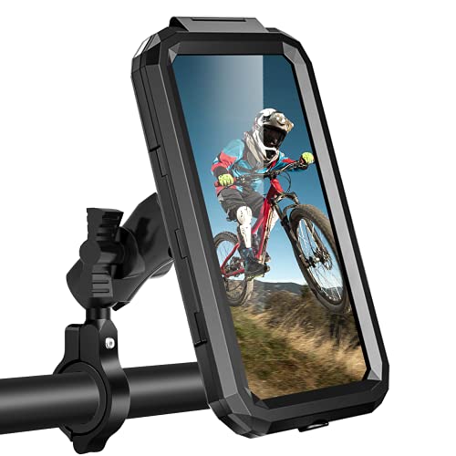 WACCET Soporte Movil Bicicleta, Soporte Telefono Movil Bicicleta Universal Rotación 360° Anti Vibración Soporte Movil Moto Impermeable para 3,5-6,8 Pulgadas Smartphones