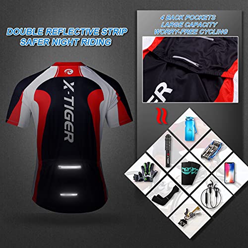 X-TIGER Hombres de Bicicleta con 5D Gel Acolchado MTB Ciclismo Tirantes Culotte Pantalones Cortos Culotes (#6, 2XL(CN)=XL(EU))