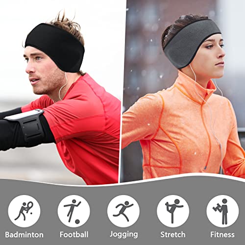 Yepnfro Cintas de Pelo Deportivas Invierno para Hombres y Mujeres , Elástico Deportivas Calentadores de Orejas Bandas para Correr, Trotar Casco de Bicicleta Negro Gris