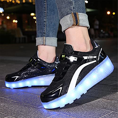 Zapatillas con Ruedas Niña Niño Zapatos con Ruedas y Luces LED Luminosas Flash Rueda Patines Deportivo al Aire Libre Gimnasia Running Niños Zapatos de Skateboard con USB Carga