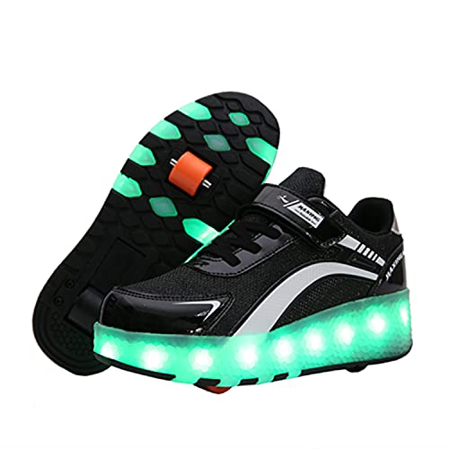 Zapatillas con Ruedas Niña Niño Zapatos con Ruedas y Luces LED Luminosas Flash Rueda Patines Deportivo al Aire Libre Gimnasia Running Niños Zapatos de Skateboard con USB Carga
