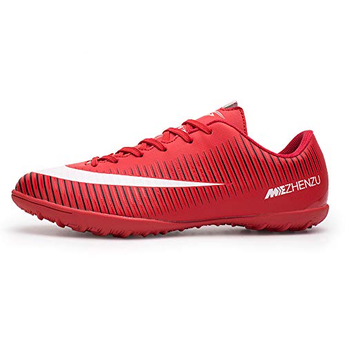 Zapatillas de fútbol Topoption para niños y adultos, profesionales, para entrenar al aire libre, para exteriores, atléticos, con tacos, unisex, color Rojo, talla 37 EU