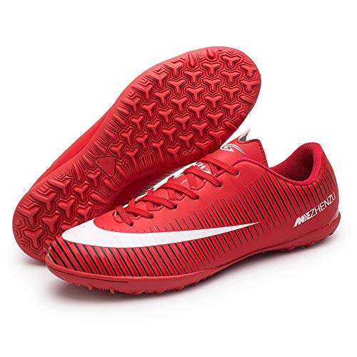 Zapatillas de fútbol Topoption para niños y adultos, profesionales, para entrenar al aire libre, para exteriores, atléticos, con tacos, unisex, color Rojo, talla 37 EU