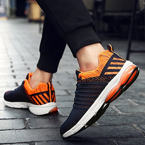 Zapatillas Running para Hombre Aire Libre y Deporte Transpirables Casual Zapatos Gimnasio Correr Sneakers Naranja 44