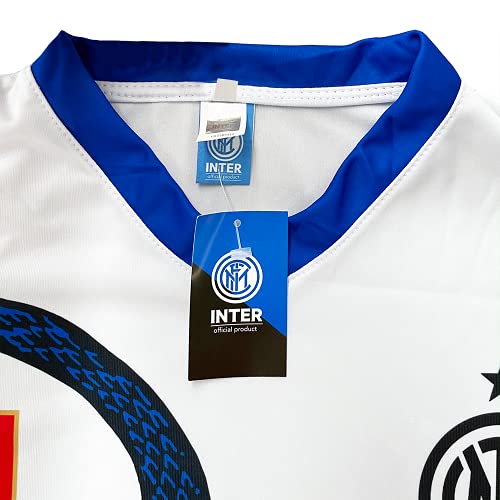 ZeroPlayer Camiseta del Inter Edin Dzeko 9 Away 2021 2022, réplica oficial (Talla 2, 4, 6, 8, 10, 12 años para niño) (Talla S, M, L, XL, XXL, Adulto) blanco, azul, negro, 100% poliéster