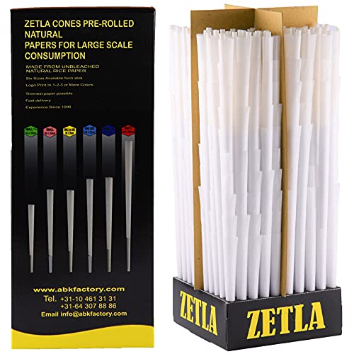 Zetla 1000 - Pre Rolled Cones King Size - Juntas preenrolladas - Mangas de junta - Mangas cónicas con filtro (109 x 20 mm) - Conos de junta King Size - Papeles preenrollados