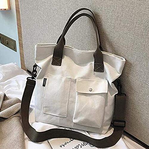 zyy Bolso De Las Mujeres, Bolso De Hombro Grande del Bolso De Las Mujeres Bolso Suave De Las Mujeres Pana Teléfono Sólido del Color del Hombro De Viajes Celular Bolsa,Blanco