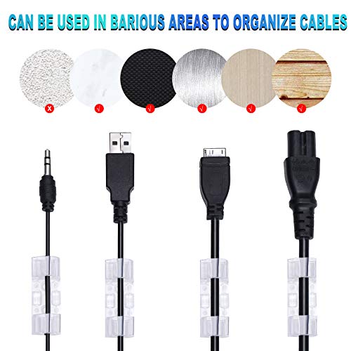 100 Clips Grapas de Pared para Cable, Organizador de Cables con Tornillos y Adhesivo, Abrazadera de Cables, Audio para Hogar, Oficina, TV, USB, Coche y Taller, Equipado con raspador y paño de limpieza