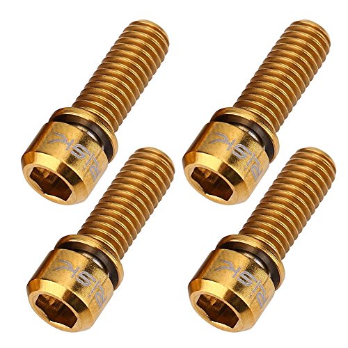 4 Pcs M6x18mm Perno de Freno de Disco de Bicicleta de Aleación de Titanio Tornillo de Abrazadera de Freno de Disco de Bicicleta de Montaña Fijo con Junta(M6x18mm-dorado)