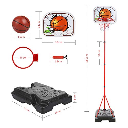 Abree Canasta Baloncesto Infantil Ajustable 170CM Canastas de Baloncesto Exterior con Soporte para Ejercicio de Niños