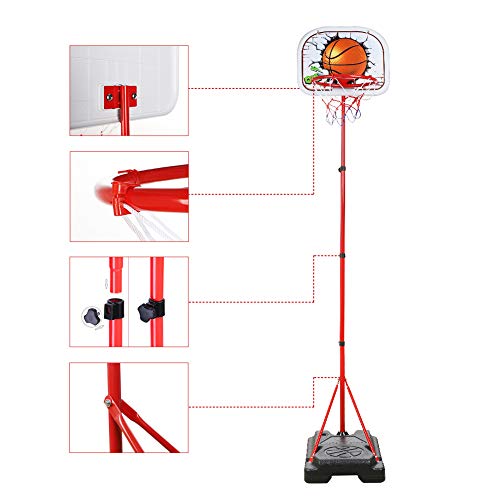 Abree Canasta Baloncesto Infantil Ajustable 170CM Canastas de Baloncesto Exterior con Soporte para Ejercicio de Niños