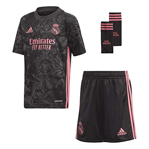 adidas Madrid Temporada 2020/21 Real 3 Mini Miniconjunto Tercera equipación, Unisex, Negro, 98