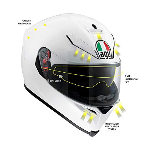 AGV 0041A4MY_005_XS K5 S Solid Casco Moto Integral, Blanco Perla, XS