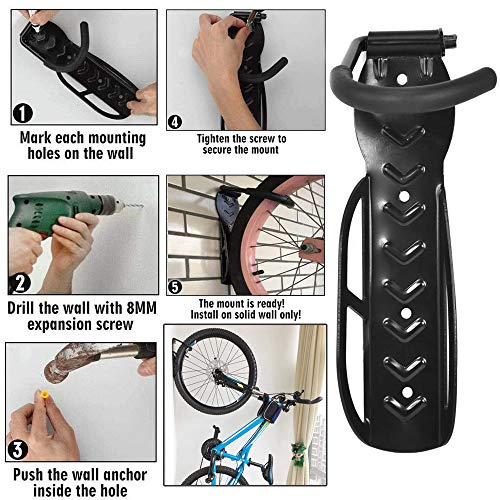 AIlysa Soportes de Pared para Bicicletas, Caballete Bicicletas, Soportes Ahorra Espacio Murales para Bicicleta, Bicicletas Soportes de Pared con Tornillos