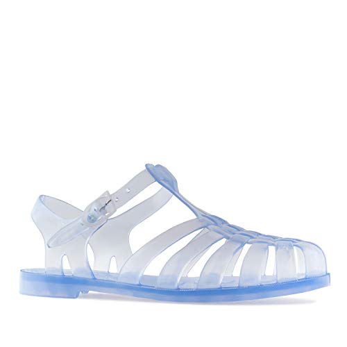 Andrés Machado – Cómodas Sandalias de Verano de Goma Unisex para Mujeres y Hombres - AM188 color transparente- Cangrejeras con Cierre de Hebilla – Talla 42 EU