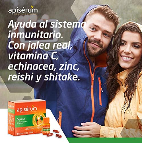 Apisérum Pack Defensas Cápsulas - 3 meses de tratamiento - Mantiene y refuerza las defensas - Multivitamínico con Jalea Real, Vitamina C, Echinacea, Zinc, Reishi y Shitake