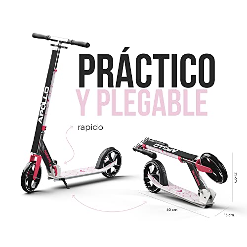 Apollo Patinete Urbano XXL Phantom Pro - Patinete de Grandes Ruedas de 200 m – City Scooter Plegable y Ajustable para Niños y Adultos