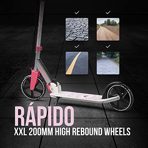 Apollo Patinete Urbano XXL Phantom Pro - Patinete de Grandes Ruedas de 200 m – City Scooter Plegable y Ajustable para Niños y Adultos