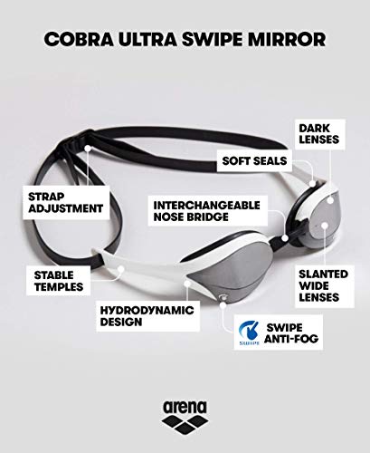 ARENA Gafas Cobra Ultra Swipe Mirror Natación, Unisex niños, Silver/Black, Talla Única