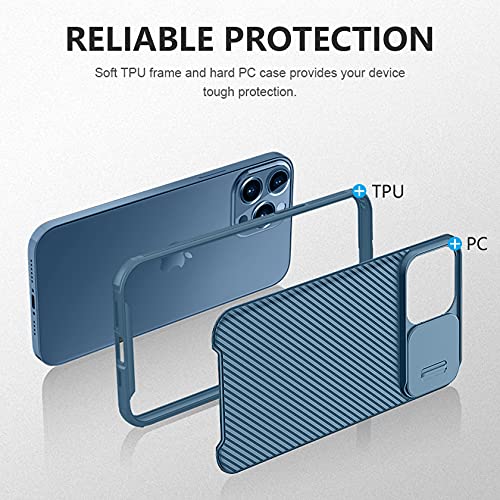 AROYI Funda Compatible con iPhone 13 Pro, Tapa Deslizante para la cámara Funda Compatible con iPhone 13 Pro (2021) 6,1 Pulgadas - Azul