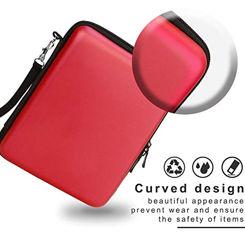 Asiv® Duro EVA protección Almacenamiento Zip Viaje Funda Soporte con asa de Transporte para Nintendo 2DS (Roja)