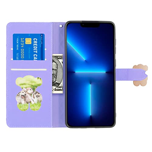 Auslbin Funda para iPhone 13 Pro MAX 6.7 Pulgadas Premium PU Cuero Flip Folio Libro Cuero Billetera Carcasa con Tapa iPhone 13 Pro MAX (Violeta)