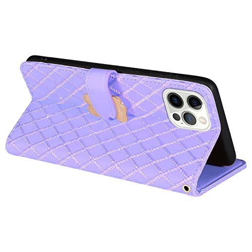 Auslbin Funda para iPhone 13 Pro MAX 6.7 Pulgadas Premium PU Cuero Flip Folio Libro Cuero Billetera Carcasa con Tapa iPhone 13 Pro MAX (Violeta)