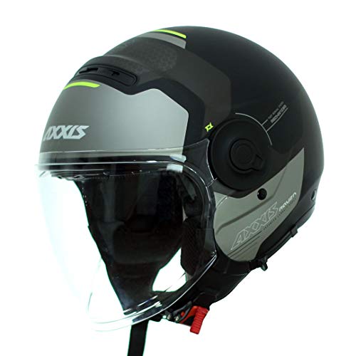 AXXIS Casco Moto Jet OF509 Raven SV Cypher B2 Gris Mate Talla XS (53-54 cms) con Pantalla Solar. Homologado…