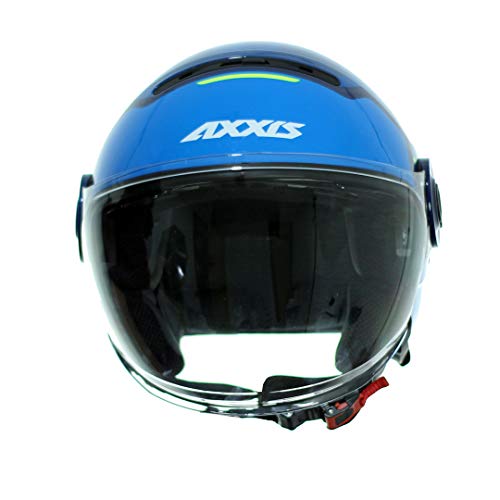 AXXIS Casco Moto Jet OF509 Raven SV Cypher D1 Azul Mate Talla XS (53-54 cms) con Pantalla Solar. Homologado