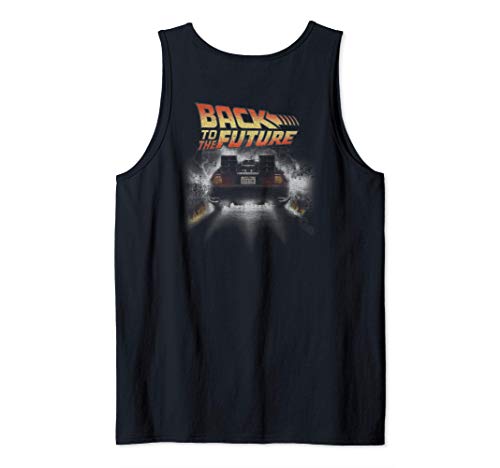 Back To the Future Left Chest DeLorean Back Peel Out Camiseta sin Mangas