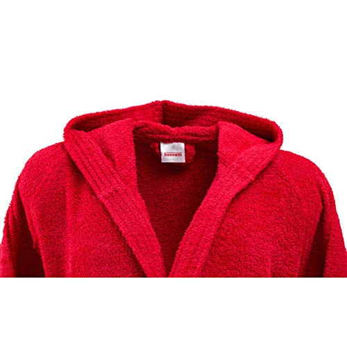 Bassetti - Albornoz con capucha para hombre/mujer, disponible en varias tallas y colores, 100% algodón rojo XL