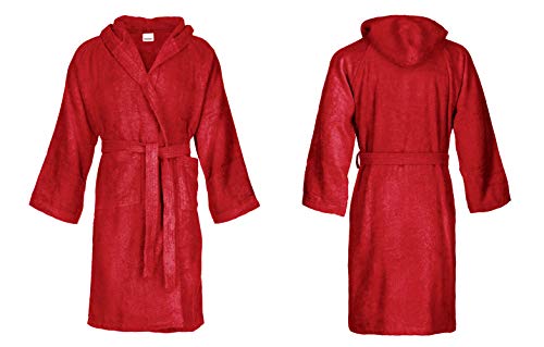 Bassetti - Albornoz con capucha para hombre/mujer, disponible en varias tallas y colores, 100% algodón rojo XL