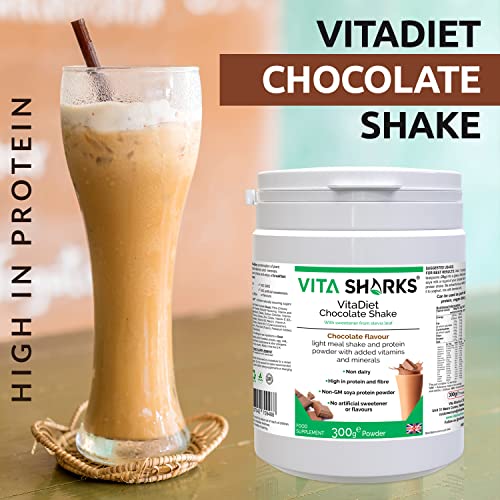 Batido de chocolate VitaDiet: bebida vegana alta en proteínas y fibra para dietas, apoyo inmunológico, pérdida de peso y adelgazamiento