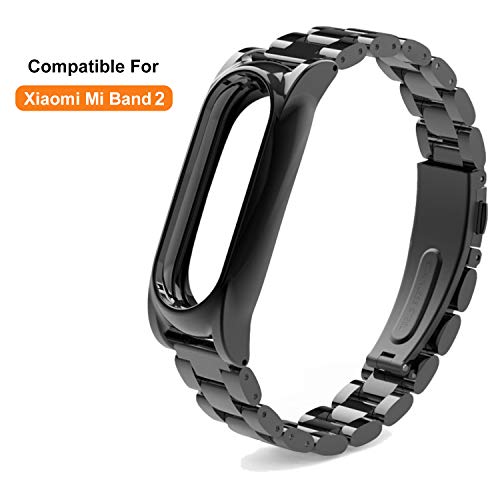 BDIG Correa de repuesto Compatible para pulsera inteligente Xiaomi Mi Band 2, Pulsera de Acero Inoxidable Agradable para Xiaomi Mi Band 2